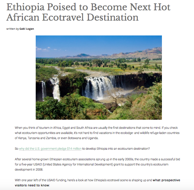 Ethiopia Poised to Become Next Hot African Ecotourism Destination